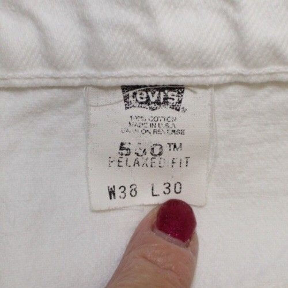 Vintage Levi’s 550 White Denim Jeans 38x30 Baggy Y2K Made In‎ The USA - Picture 9 of 12